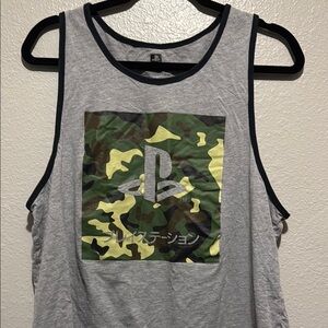 Sony PlayStation Gray Tank Top with Camo Logo